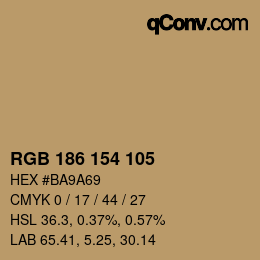 Color code: RGB 186 154 105 | qconv.com