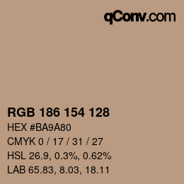 Color code: RGB 186 154 128 | qconv.com