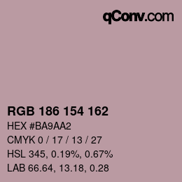 カラーコード: RGB 186 154 162 | qconv.com