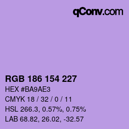 Color code: RGB 186 154 227 | qconv.com