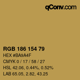 Color code: RGB 186 154 79 | qconv.com