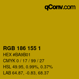 Color code: RGB 186 155 1 | qconv.com