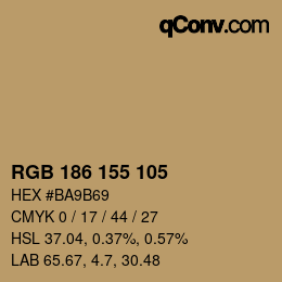 Color code: RGB 186 155 105 | qconv.com