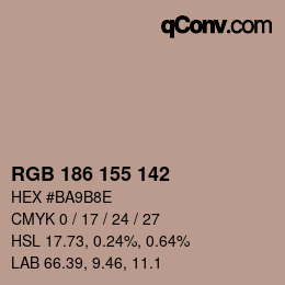 カラーコード: RGB 186 155 142 | qconv.com