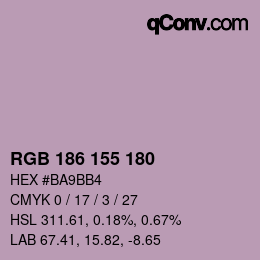 颜色代码: RGB 186 155 180 | qconv.com
