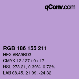 Color code: RGB 186 155 211 | qconv.com