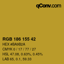 颜色代码: RGB 186 155 42 | qconv.com