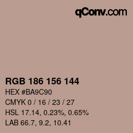カラーコード: RGB 186 156 144 | qconv.com