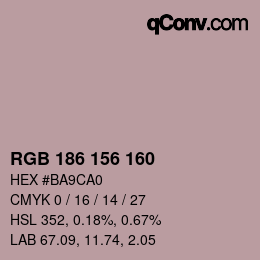 Color code: RGB 186 156 160 | qconv.com