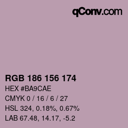 Código de color: RGB 186 156 174 | qconv.com