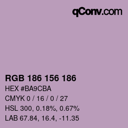 Color code: RGB 186 156 186 | qconv.com