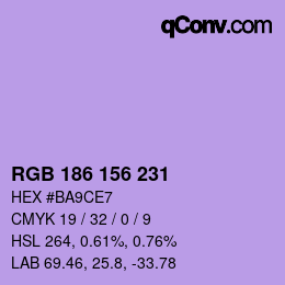 颜色代码: RGB 186 156 231 | qconv.com