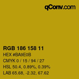 Color code: RGB 186 158 11 | qconv.com