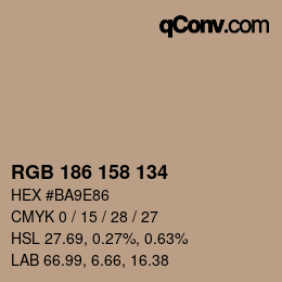 Color code: RGB 186 158 134 | qconv.com