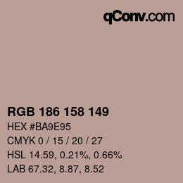 Color code: RGB 186 158 149 | qconv.com