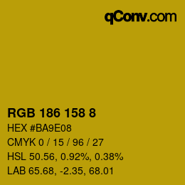 颜色代码: RGB 186 158 8 | qconv.com