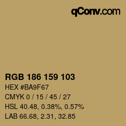 Color code: RGB 186 159 103 | qconv.com