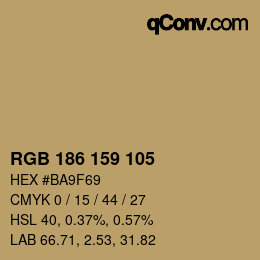 Color code: RGB 186 159 105 | qconv.com