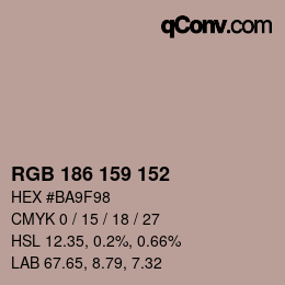 Código de color: RGB 186 159 152 | qconv.com