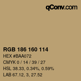 Color code: RGB 186 160 114 | qconv.com