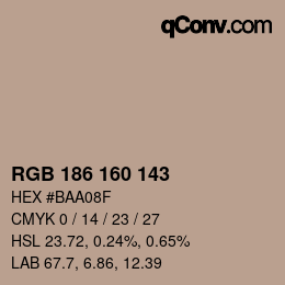 Color code: RGB 186 160 143 | qconv.com