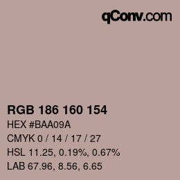 Color code: RGB 186 160 154 | qconv.com