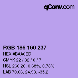 Color code: RGB 186 160 237 | qconv.com