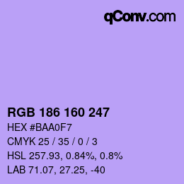 カラーコード: RGB 186 160 247 | qconv.com