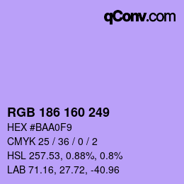Color code: RGB 186 160 249 | qconv.com