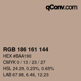 Color code: RGB 186 161 144 | qconv.com