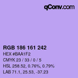 Color code: RGB 186 161 242 | qconv.com