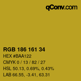 Color code: RGB 186 161 34 | qconv.com