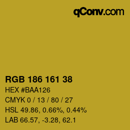カラーコード: RGB 186 161 38 | qconv.com