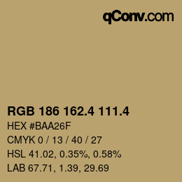 カラーコード: RGB 186 162.4 111.4 | qconv.com