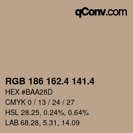 カラーコード: RGB 186 162.4 141.4 | qconv.com