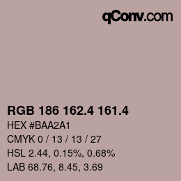 カラーコード: RGB 186 162.4 161.4 | qconv.com