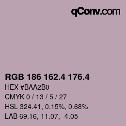 カラーコード: RGB 186 162.4 176.4 | qconv.com