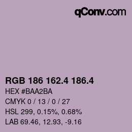 カラーコード: RGB 186 162.4 186.4 | qconv.com