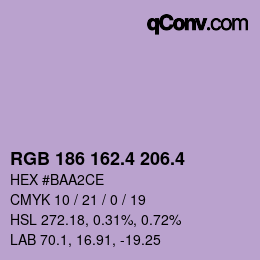 カラーコード: RGB 186 162.4 206.4 | qconv.com