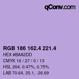 カラーコード: RGB 186 162.4 221.4 | qconv.com