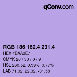 カラーコード: RGB 186 162.4 231.4 | qconv.com