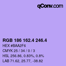 カラーコード: RGB 186 162.4 246.4 | qconv.com