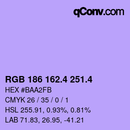 カラーコード: RGB 186 162.4 251.4 | qconv.com