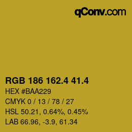カラーコード: RGB 186 162.4 41.4 | qconv.com