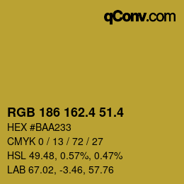 カラーコード: RGB 186 162.4 51.4 | qconv.com