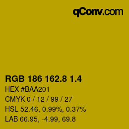 カラーコード: RGB 186 162.8 1.4 | qconv.com