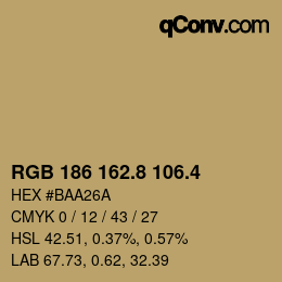 カラーコード: RGB 186 162.8 106.4 | qconv.com