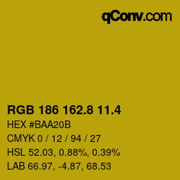 カラーコード: RGB 186 162.8 11.4 | qconv.com