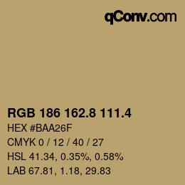 カラーコード: RGB 186 162.8 111.4 | qconv.com