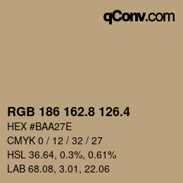カラーコード: RGB 186 162.8 126.4 | qconv.com